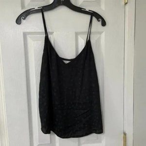Habitual Black Satin Split Back Cami Tank Top Size XS Polka Dot Print